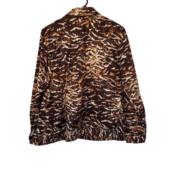Alfred Dunner Animal Instinct Jacket 10 Gold Shimmer Brown Stretch NWT - Picture 10 of 11